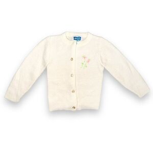 H1 Vtg Baby B Baby Infant Sweater 12 months Sweet Pink Flower